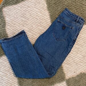 Abrand “Carrie” 90’s Straight Leg Jeans in Medium Blue Denim